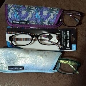 Foster Grant Women's Glasses Set - Purple, Black, Green -3 Pair
